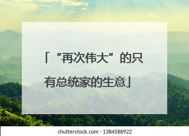 “再次伟大”的只有总统家的生意