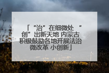 “治”在细微处 “创”出新天地 内蒙古积极鼓励各地开展法治微改革 小创新