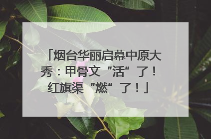 烟台华丽启幕中原大秀：甲骨文“活”了！红旗渠“燃”了！