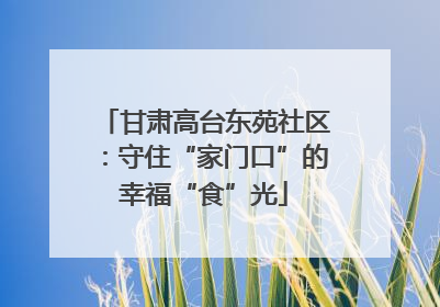 甘肃高台东苑社区：守住“家门口”的幸福“食”光