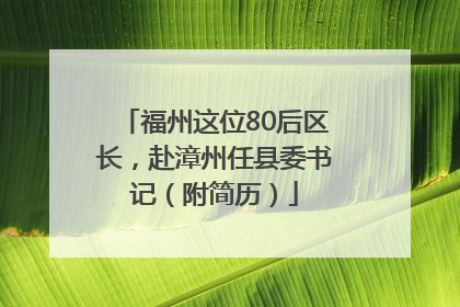 福州这位80后区长，赴漳州任县委书记（附简历）