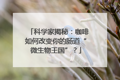 科学家揭秘：咖啡如何改变你的肠道“微生物王国”？