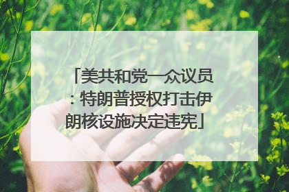 美共和党一众议员：特朗普授权打击伊朗核设施决定违宪