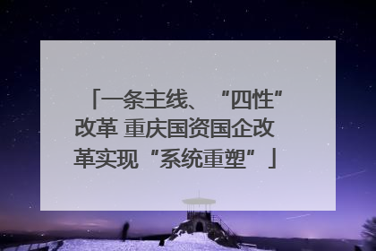 一条主线、“四性”改革 重庆国资国企改革实现“系统重塑”