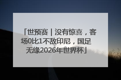 世预赛｜没有惊喜，客场0比1不敌印尼，国足无缘2026年世界杯