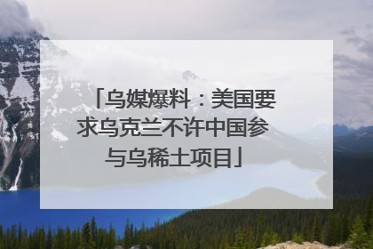 乌媒爆料：美国要求乌克兰不许中国参与乌稀土项目