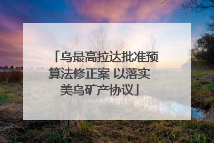 乌最高拉达批准预算法修正案 以落实美乌矿产协议
