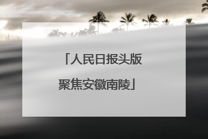 人民日报头版聚焦安徽南陵