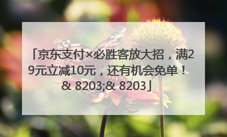 京东支付×必胜客放大招，满29元立减10元，还有机会免单！& 8203;& 8203