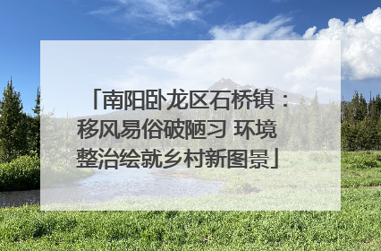 南阳卧龙区石桥镇：移风易俗破陋习 环境整治绘就乡村新图景