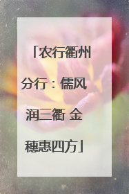 农行衢州分行：儒风润三衢 金穗惠四方