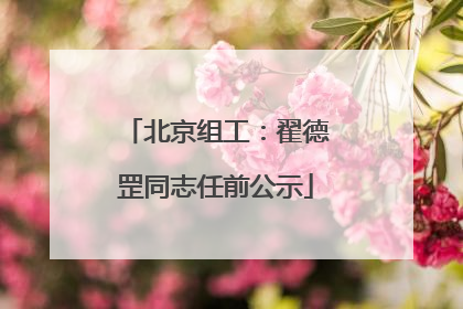 北京组工：翟德罡同志任前公示