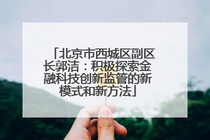 北京市西城区副区长郭洁：积极探索金融科技创新监管的新模式和新方法