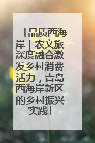 品质西海岸｜农文旅深度融合激发乡村消费活力，青岛西海岸新区的乡村振兴实践