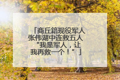 商丘籍现役军人张伟湖中连救五人 “我是军人，让我再救一个！”