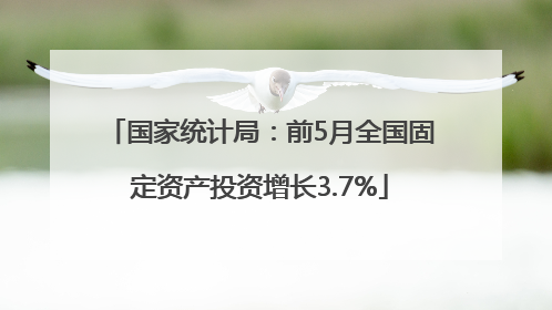 国家统计局：前5月全国固定资产投资增长3.7%