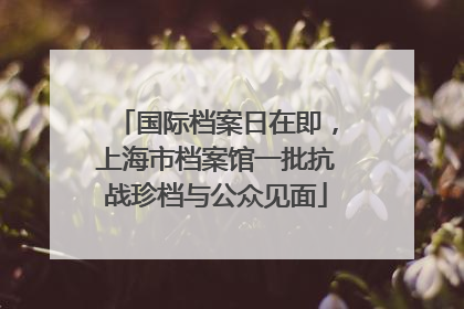 国际档案日在即，上海市档案馆一批抗战珍档与公众见面