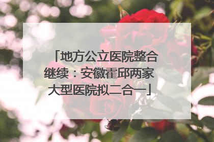 地方公立医院整合继续：安徽霍邱两家大型医院拟二合一