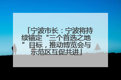 宁波市长：宁波将持续锚定“三个首选之地”目标，推动博览会与示范区互促共进