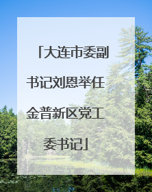 大连市委副书记刘恩举任金普新区党工委书记