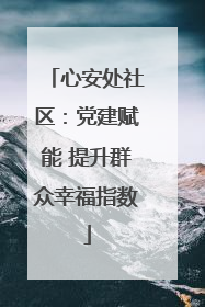 心安处社区：党建赋能 提升群众幸福指数