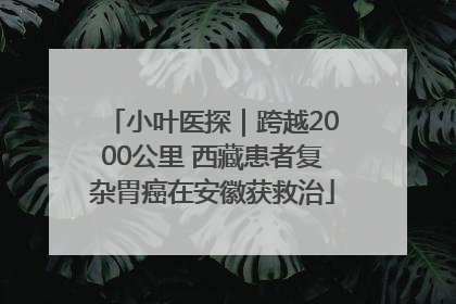 小叶医探｜跨越2000公里 西藏患者复杂胃癌在安徽获救治