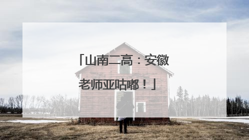 山南二高：安徽老师亚咕嘟！