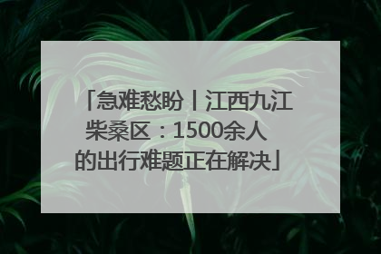 急难愁盼丨江西九江柴桑区：1500余人的出行难题正在解决