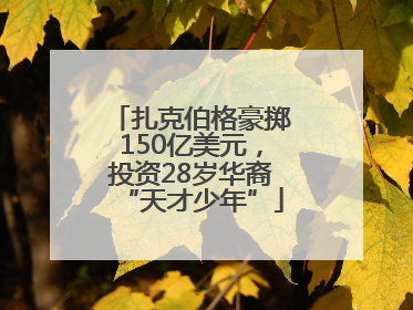 扎克伯格豪掷150亿美元，投资28岁华裔“天才少年”