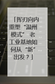 挥刃向内重塑“温州模式” 老工业基地如何从“新”出发？