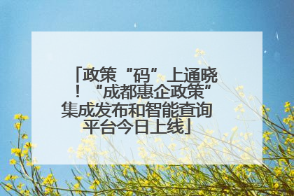 政策“码”上通晓！“成都惠企政策”集成发布和智能查询平台今日上线