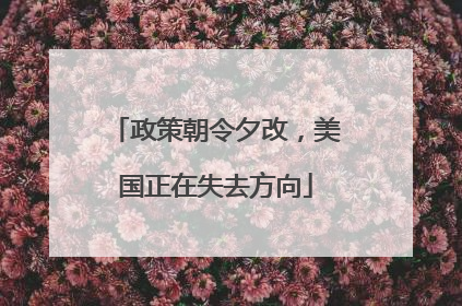 政策朝令夕改，美国正在失去方向