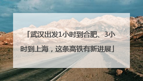 武汉出发1小时到合肥、3小时到上海，这条高铁有新进展