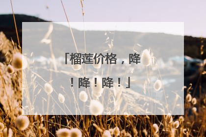 榴莲价格，降！降！降！