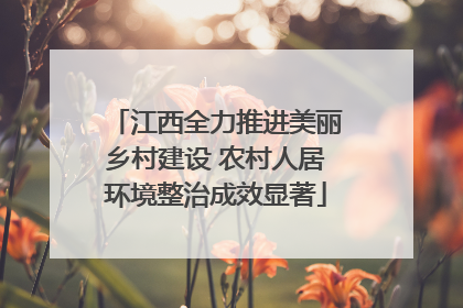 江西全力推进美丽乡村建设 农村人居环境整治成效显著