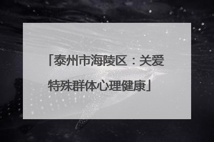 泰州市海陵区：关爱特殊群体心理健康