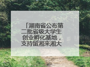 湖南省公布第二批省级大学生创业孵化基地，支持留湘来湘大学生创新创业