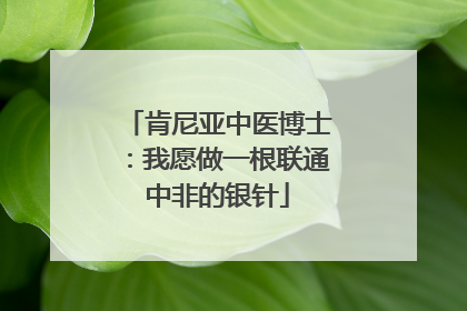 肯尼亚中医博士：我愿做一根联通中非的银针