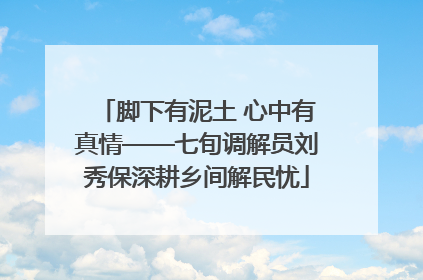 脚下有泥土 心中有真情——七旬调解员刘秀保深耕乡间解民忧