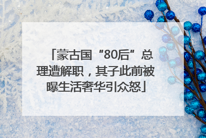 蒙古国“80后”总理遭解职，其子此前被曝生活奢华引众怒