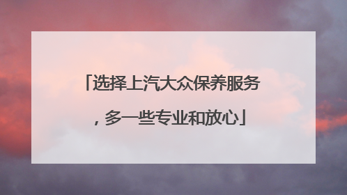 选择上汽大众保养服务，多一些专业和放心