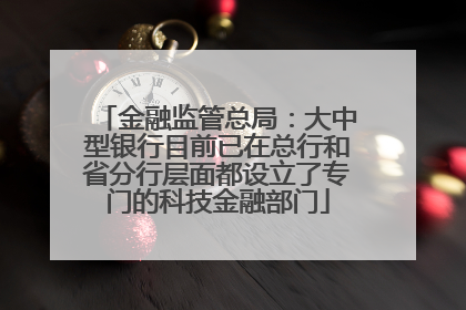 金融监管总局：大中型银行目前已在总行和省分行层面都设立了专门的科技金融部门
