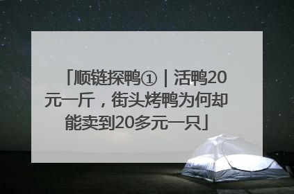 顺链探鸭①｜活鸭20元一斤，街头烤鸭为何却能卖到20多元一只