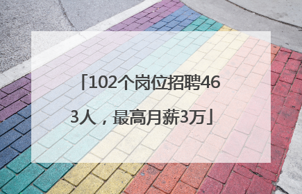 102个岗位招聘463人，最高月薪3万
