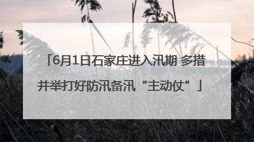6月1日石家庄进入汛期 多措并举打好防汛备汛“主动仗”